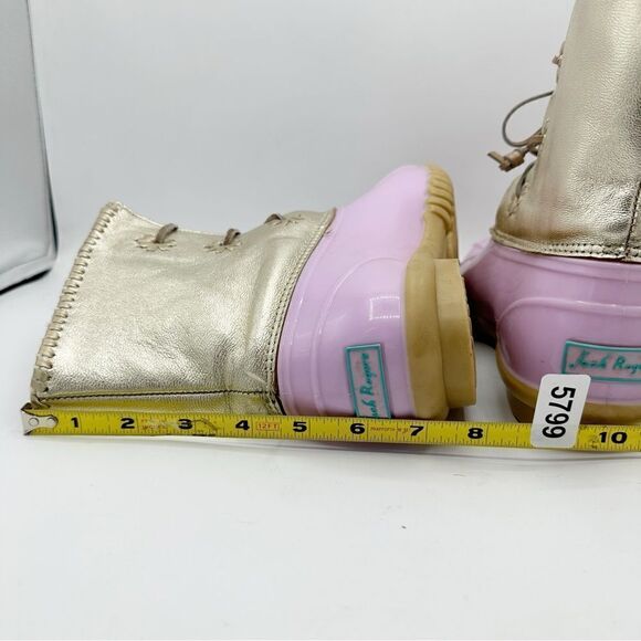 Jack Rogers Waterproof Chloe Lavender and Metallic Gold Duck Rain Boots Sz 11‎ - Picture 12 of 16